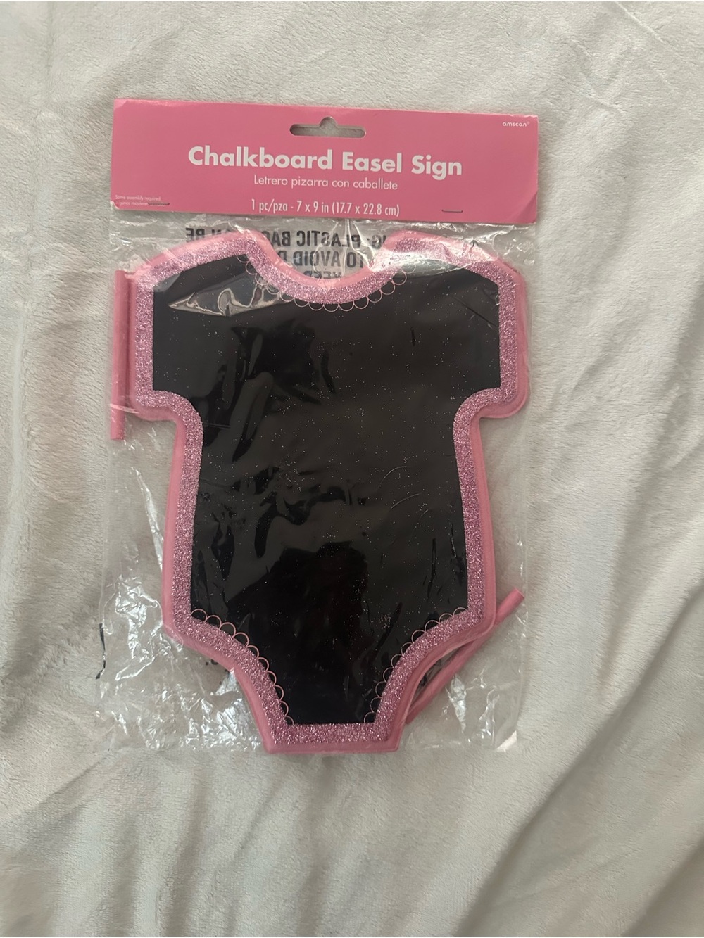 Chalkboard Easel Sign Kids Onesie Shape - Pink